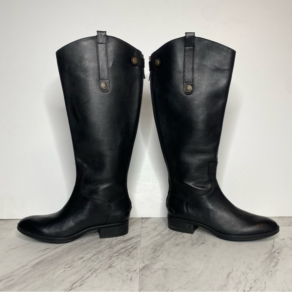 New! Sam Edelman Penny Black Leather Wide Calf Riding Boot 6M - Picture 7 of 12